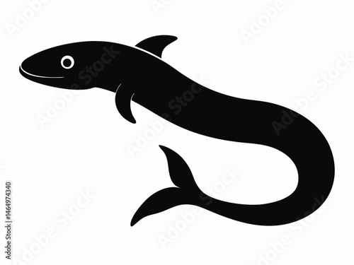 eel fish silhouette, moray eel silhouette vector white background