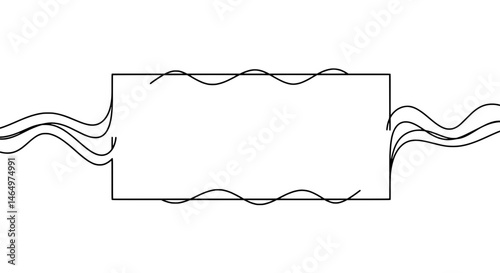 Abstract Geometric with Wave Design: A minimalist, artistic composition showcasing a central geometric rectangle, elegantly complemented by stylized, flowing wave patterns.