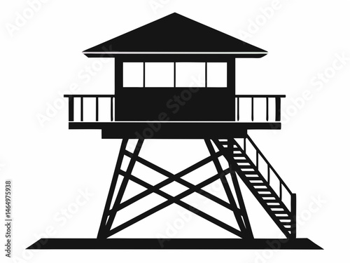 Lifeguard tower Silhouette vector, Safeguard tower illustration