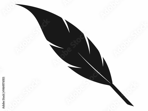 feather pen silhouette, feather pen icon logo vector design