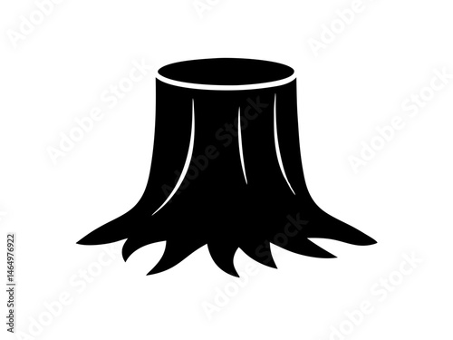 Tree stump sihouette vector,  stump line art vector illustratio