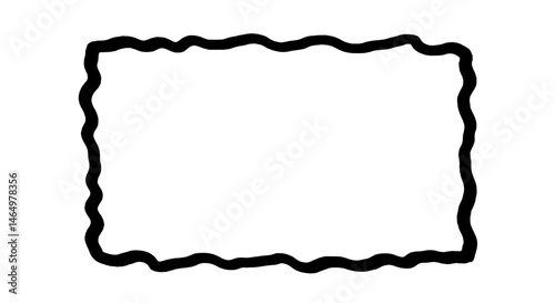 Simple Black-outlined Rectangle: A simple, black-outlined rectangle with a unique, jagged edge, perfect for adding a touch of minimalistic flair to your design. 