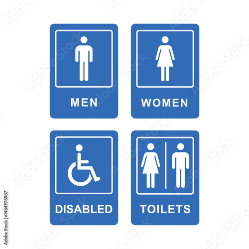 Toilet Signs Set of 4 on white background