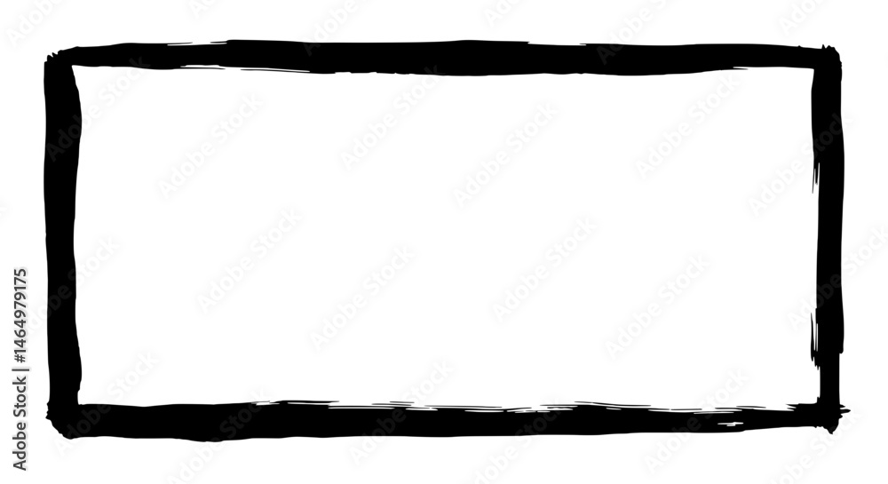 Obraz premium Rectangular Border Outline: Simple rectangular border illustration. A classic minimalist black outline drawing on a bright backdrop.