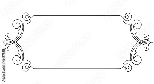 Ornate Frame with Delicate Design: A refined rectangular frame with intricate swirls, curls, and flourishes, a visual ode to timeless artistry and classic aesthetics.