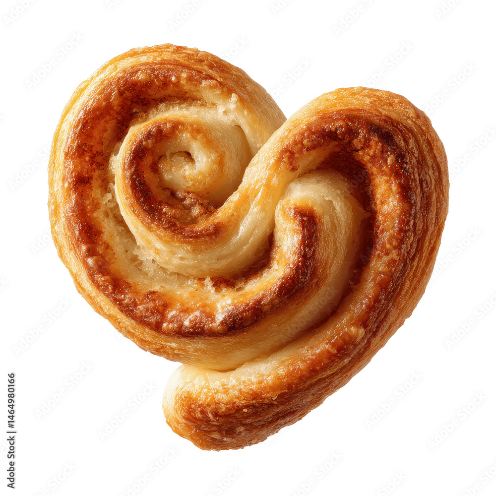 Fototapeta premium Heart-Shaped Cinnamon Roll Pastry, Sweet Baked Good, Delicious Treat