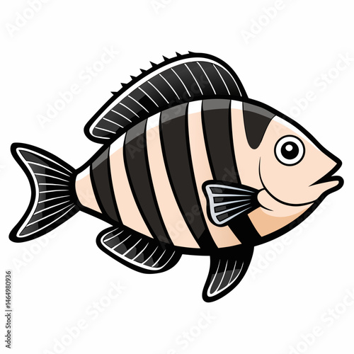 Minimalist Barred Surfperch Vector on White