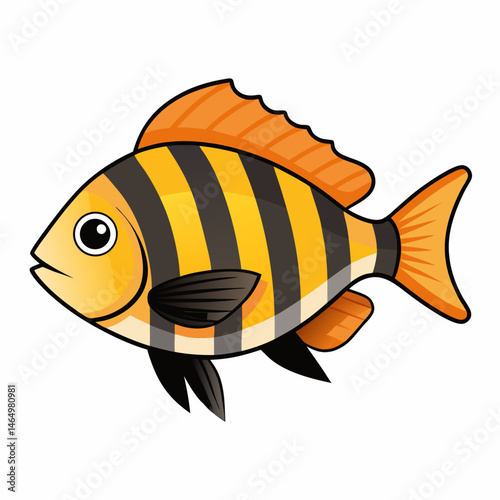 Minimalist Barred Surfperch Vector on White