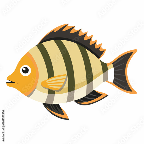 Minimalist Barred Surfperch Vector on White