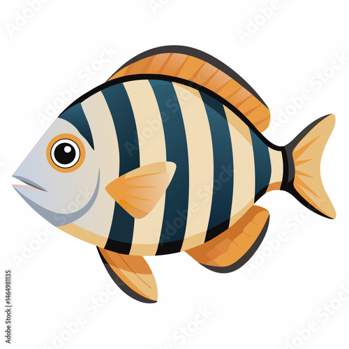 Minimalist Barred Surfperch Vector on White