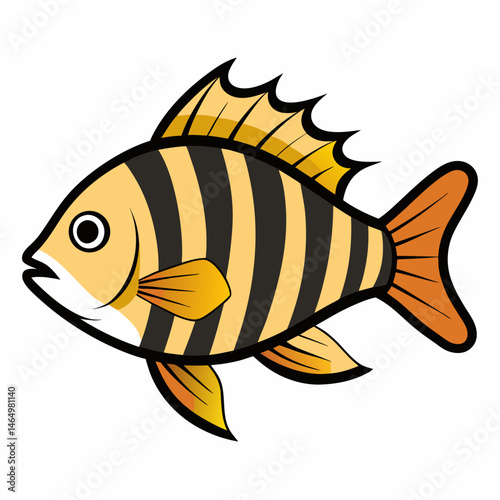Minimalist Barred Surfperch Vector on White