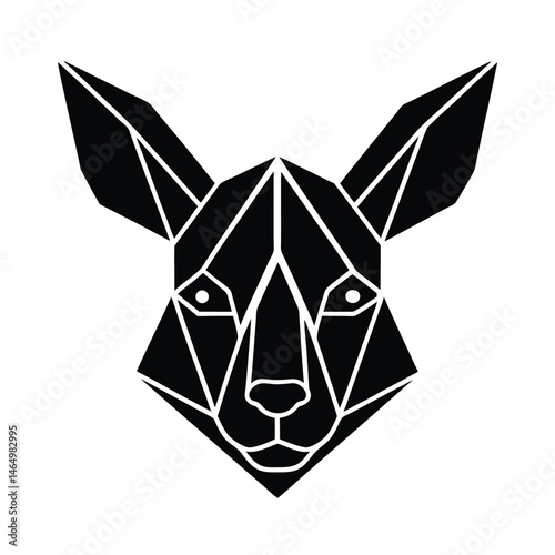 Geometric black and white kangaroo head illustration australian wildlife design element for various creative purposes
