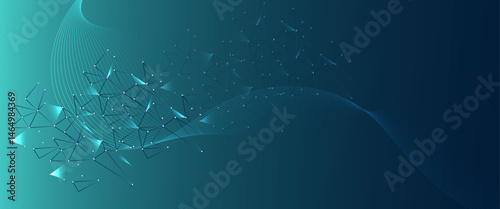 Abstract digital network with interconnected lines and dots on a deep blue background	