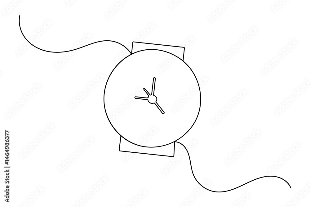 Obraz premium Continuous line clock illustration minimal outline vector art in simple style 