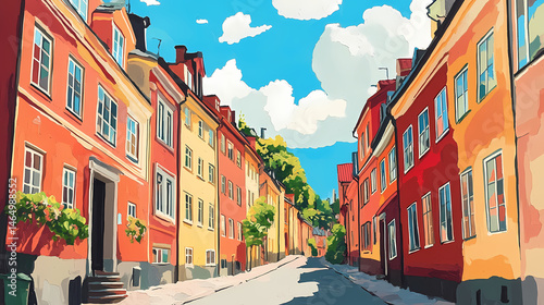 S�dermalm Stockholm Street Scene Captivating Urban Landscape Architectural Charm Nordic City Life Vibrant Buildings Scandinavian Design Travel Destination Captivating S�dermalm Ambiance
 photo