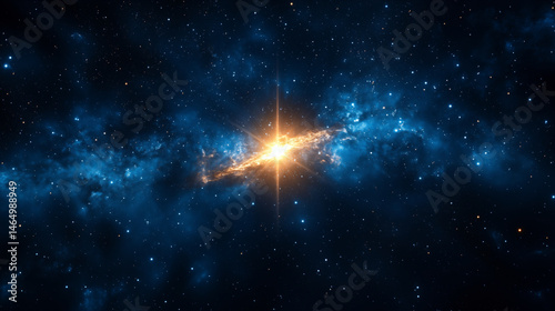 Space nebula with bright star illuminating cosmic dust clouds, deep universe exploration concept for astronomy and astrophysics visualization