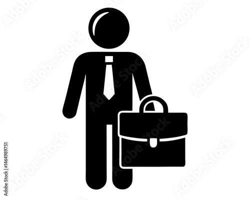 Briefcase Stick Figure icon silhouette vector illustration