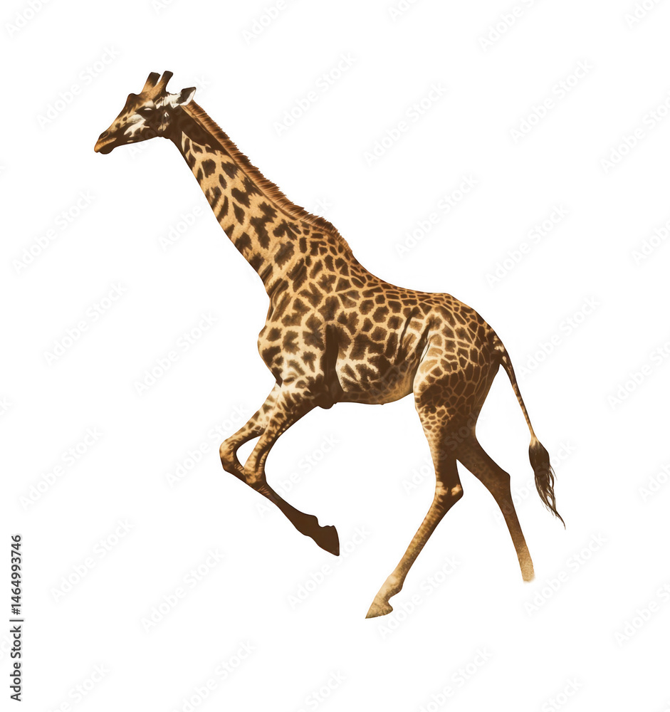 Fototapeta premium Running Giraffe on Black Background