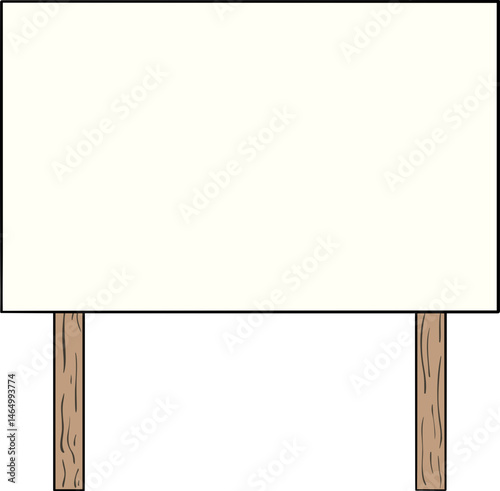 Cartoon blank placard illustration. Empty copy space on stick sign for your project. photo