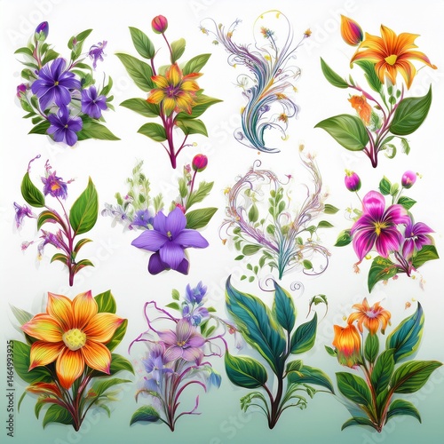 set of flowers