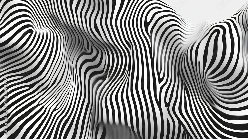 Abstract Flow Wavy Black and White Stripes Sculpture Abstract Flow Wavy Black and White Stripes Sculpture