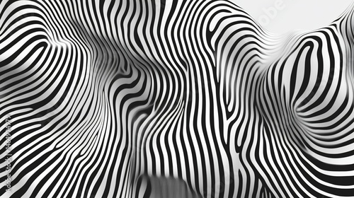 Wallpaper Mural Abstract Flow Wavy Black and White Stripes Sculpture Torontodigital.ca
