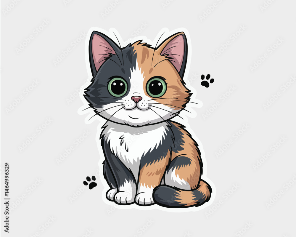 Obraz premium Cute Cartoon Cat Sticker