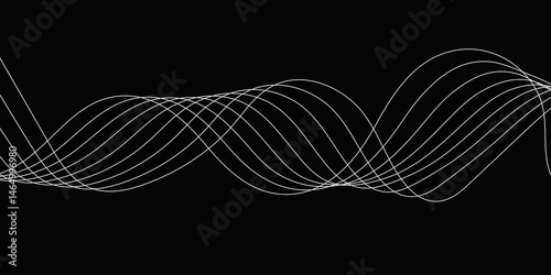 Abstract Black background with a glowing abstract waves. Abstract wave element for design. Digital frequency track equalizer, Futuristic background design. Long exposure, Light painting photography.