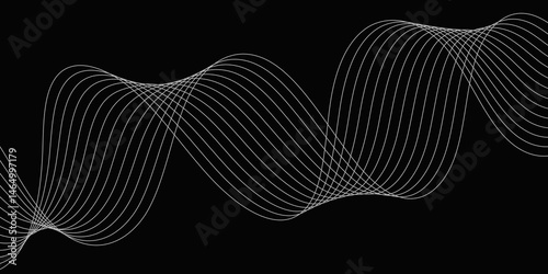 Abstract Black background with a glowing abstract waves. Abstract wave element for design. Digital frequency track equalizer, Futuristic background design. Long exposure, Light painting photography.