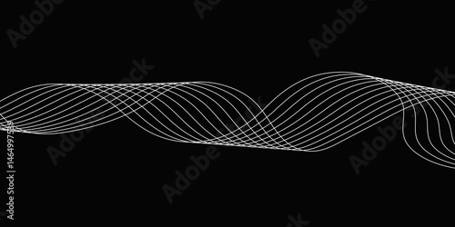 Abstract Black background with a glowing abstract waves. Abstract wave element for design. Digital frequency track equalizer, Futuristic background design. Long exposure, Light painting photography.