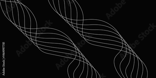 Abstract Black background with a glowing abstract waves. Abstract wave element for design. Digital frequency track equalizer, Futuristic background design. Long exposure, Light painting photography.