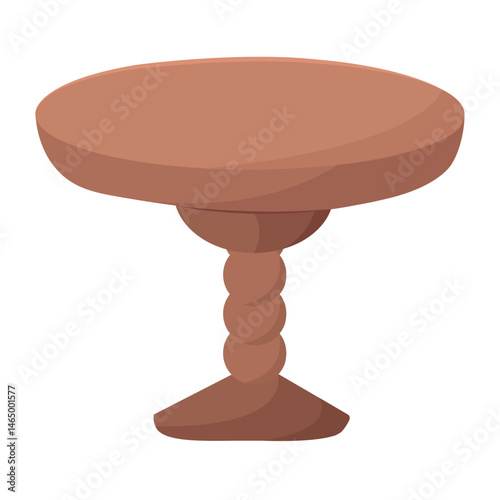 Rustic round wooden table. Vector
