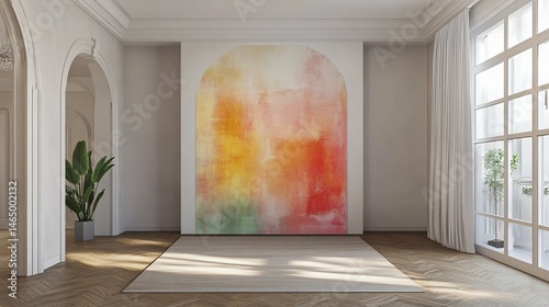 Elegant Room with Abstract Art Arches  Natural Light