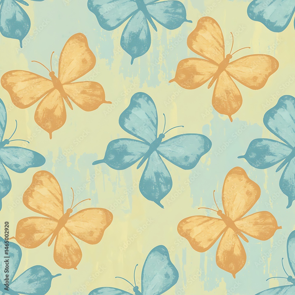 Fototapeta premium Seamless Pattern: Pastel Butterflies on Textured Background