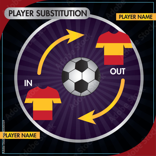 Player substitution graphic. Vector