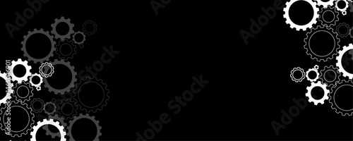 Minimalist Doodle of a Gear Mechanism. Gear texture industry icon on white background. Techno background with geometric gear wheels technologic mechanical gear shapes vector design background.