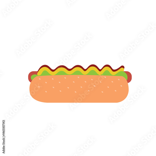 Hot dog with sauces on top. Vector