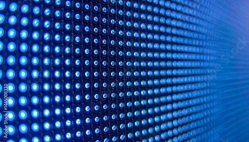 Blue led panel displaying light emitting diodes close up electronic technology background