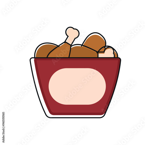 Bucket of fried chicken. Vector