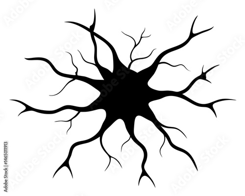 Nerve Cell Vector SVG | Neuron Silhouette SVG Design