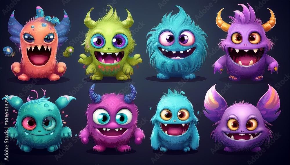 set of funny monsters set of funny monsters