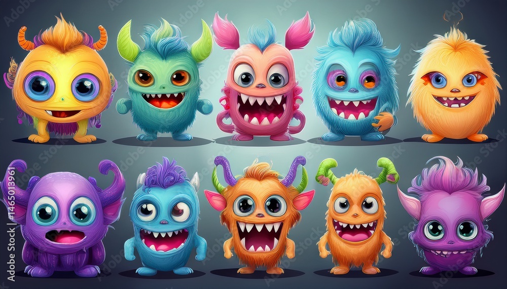 set of funny monsters set of funny monsters