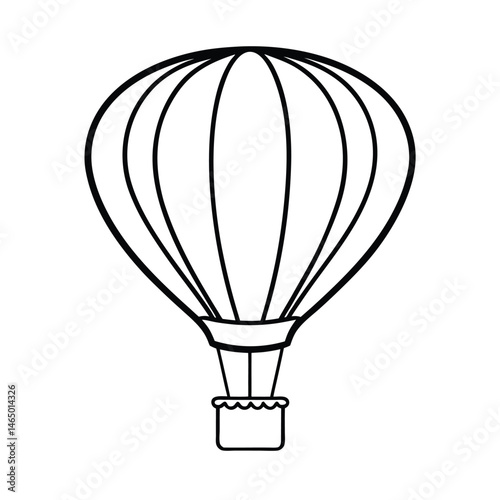 a hot air balloon line art vector art silhouette