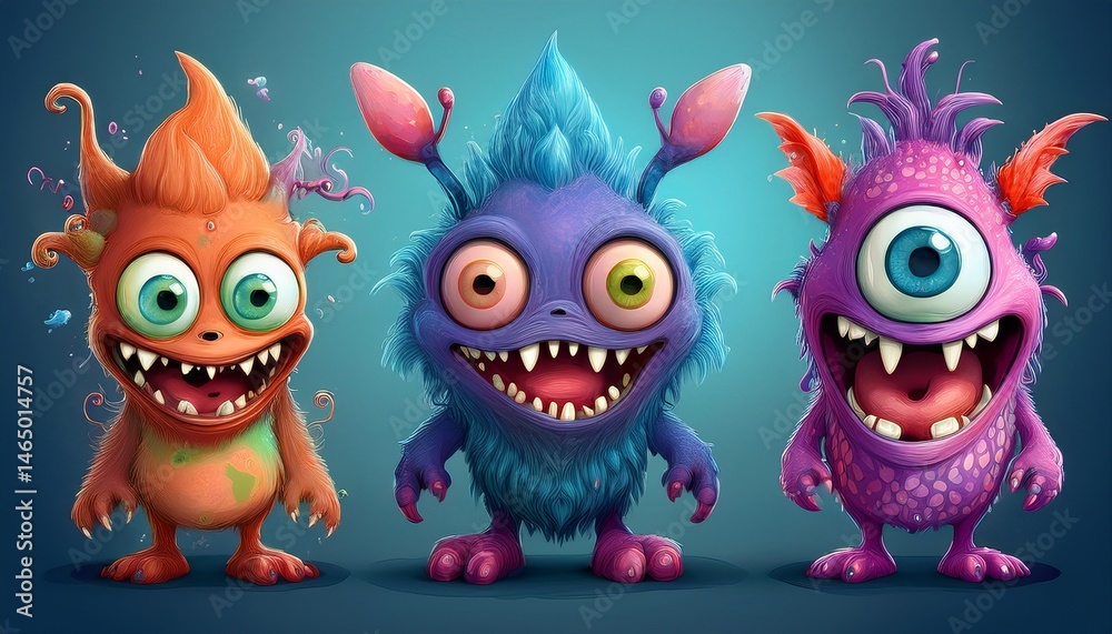 Fototapeta premium set of funny cartoon monsters
