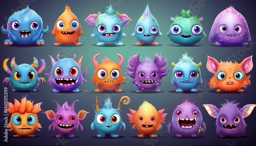 Obraz na płótnie set of funny cartoon monsters w salonie