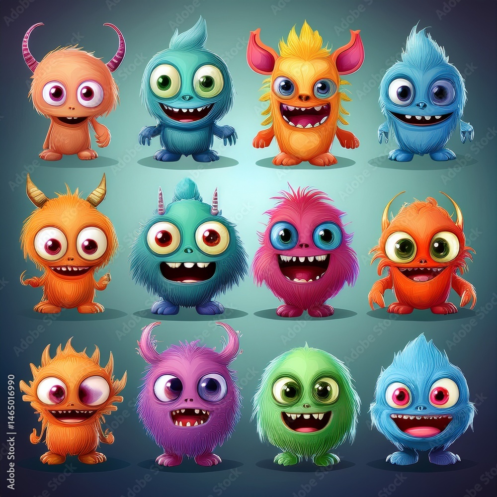 set of funny cartoon monsters set of funny cartoon monsters