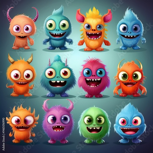 Wallpaper Mural set of funny cartoon monsters Torontodigital.ca