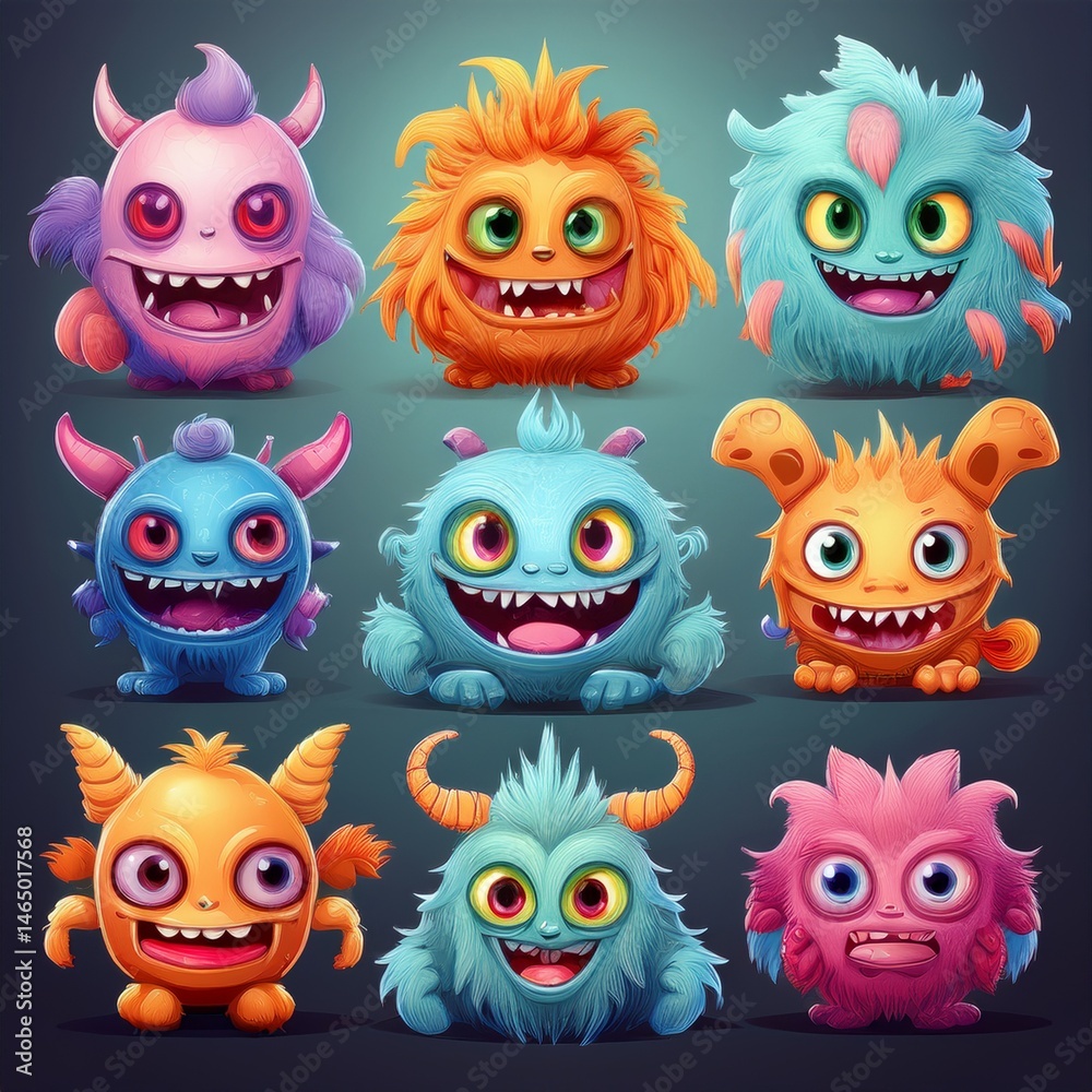 set of funny cartoon monsters set of funny cartoon monsters