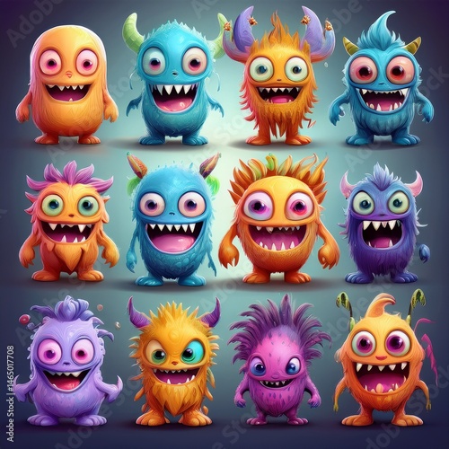 Wallpaper Mural set of funny cartoon monsters Torontodigital.ca