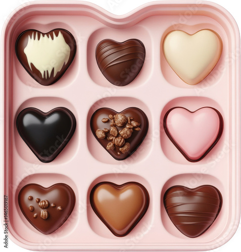 Assorted Heart-Shaped Chocolate Treats in Pink Tray